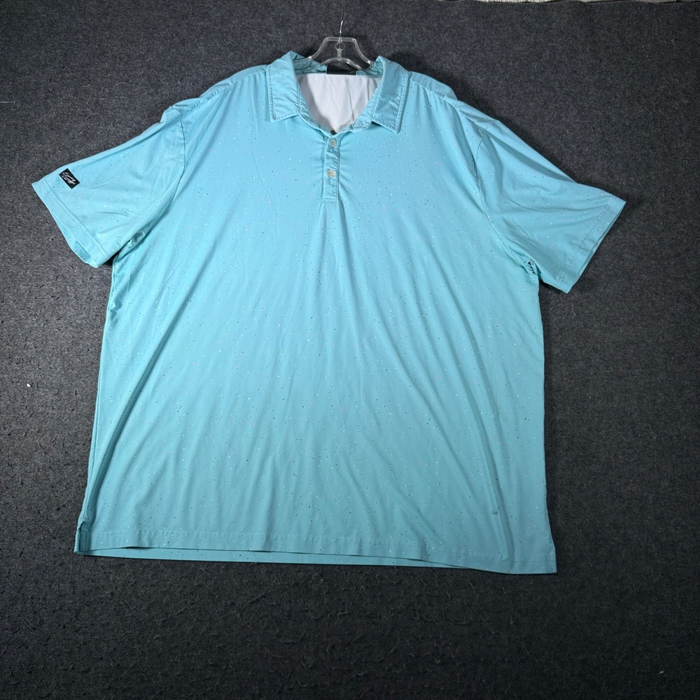 Sunday Swagger Mens 3XL Blue Speckle Print Performance Golf Polo Shirt Short Slv